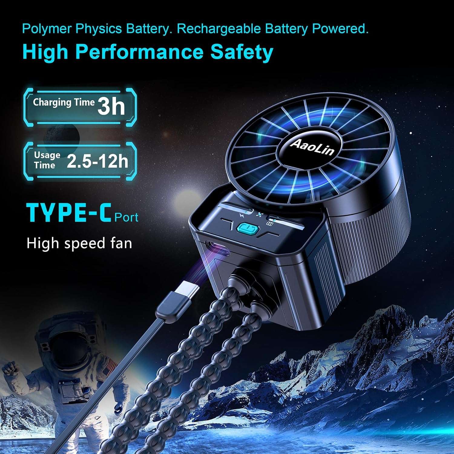 2 Pack Multifunctional Portable Stroller Fan 4 Speed 6600rpm High Speed Usb Rechargeable Personal Mini Handheld Fan Extended Tripod For Desktop Winding Kids Bed Treadmill - 4