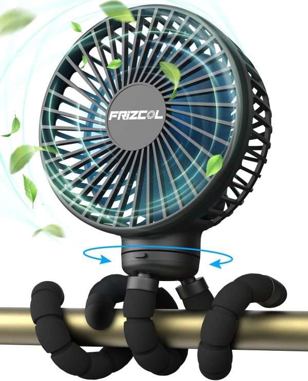 FRIZCOL Stroller Fan for Baby - Portable Fan Rechargeable - Battery Operated Fan(Use for 24Hrs) - Fan for Handheld-Clip On-Car Seat-Desk-Camping - 1