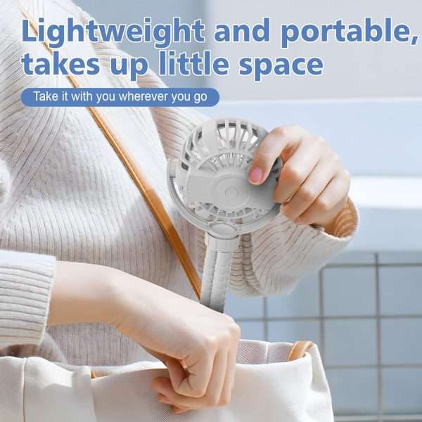 Mini Portable Baby Stroller Fan,3 Speed Personal Handheld Fan,Battery Operated Rechargeable 360° Flexible Tripod Cooling Fan, Suitable for Car Seat Crib Treadmill Golf Cart Travel - 6