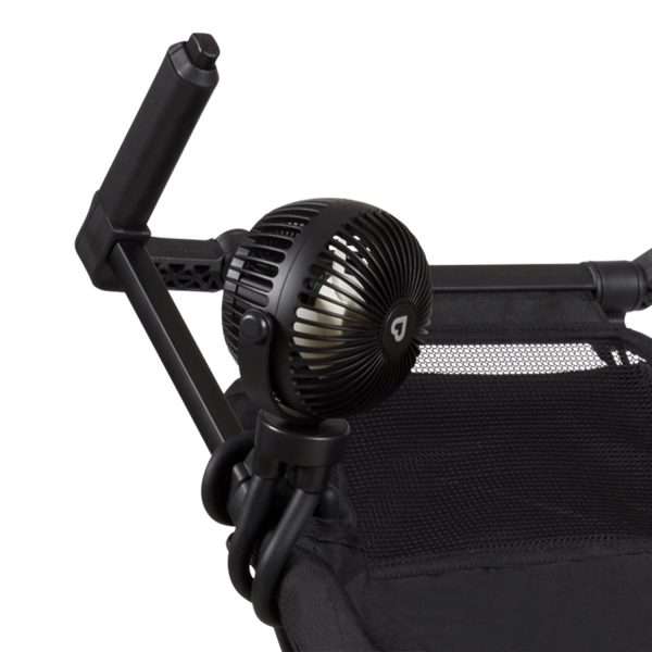 Munchkin Stroller Fan - Portable Fan for Travel, Baby Gear Accessory with 4 Speeds, Flexible Clip-on Leg Attachment, Rechargeable Battery, Black with Multicolored LED Lights - 3