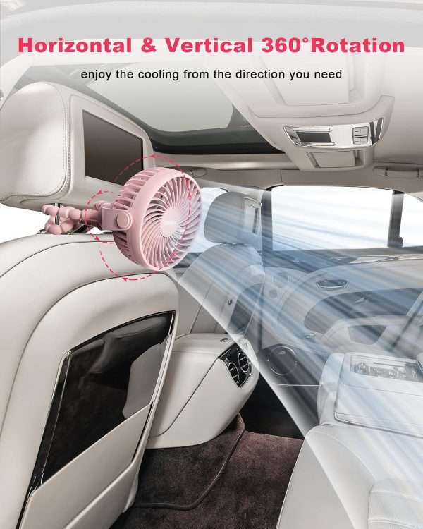 Stroller Fan Clip on for Baby, 4000mAh Rechargeable Battery Operated, Flexible Tripod, 3 Wind Speed, 360° Rotatable, Small Portable Fan for Car Seat Crib Backseat Beach Travel Camping - 4