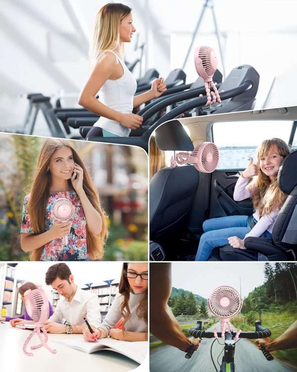 Stroller Fan Clip on for Baby, 4000mAh Rechargeable Battery Operated, Flexible Tripod, 3 Wind Speed, 360° Rotatable, Small Portable Fan for Car Seat Crib Backseat Beach Travel Camping - 7