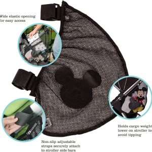 Disney Baby by J.L. Childress Side Sling Cargo Net, Stroller Organizer & Storage, Mickey Black - 2