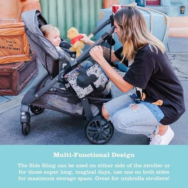 Disney Baby by J.L. Childress Side Sling Cargo Net, Stroller Organizer & Storage, Mickey Black - 3