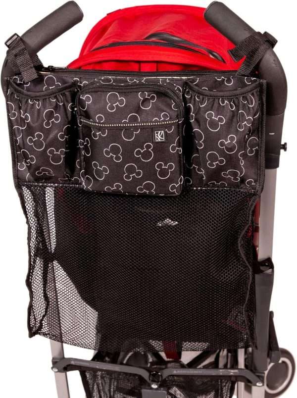 Disney Baby by J.L. Childress Stroller Organizer with Cup Holders and Mesh Storage Compartment - Disney World Travel Essential - Universal Stroller Accessory with XL Storage Bag - 1