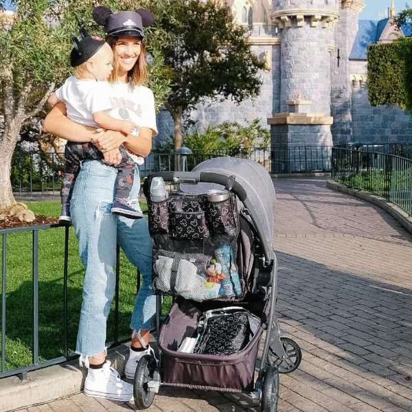 Disney Baby by J.L. Childress Stroller Organizer with Cup Holders and Mesh Storage Compartment - Disney World Travel Essential - Universal Stroller Accessory with XL Storage Bag - 4
