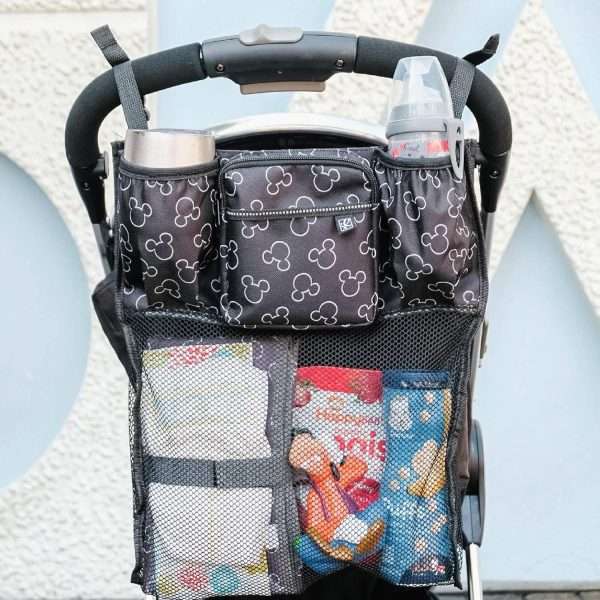 Disney Baby by J.L. Childress Stroller Organizer with Cup Holders and Mesh Storage Compartment - Disney World Travel Essential - Universal Stroller Accessory with XL Storage Bag - 5