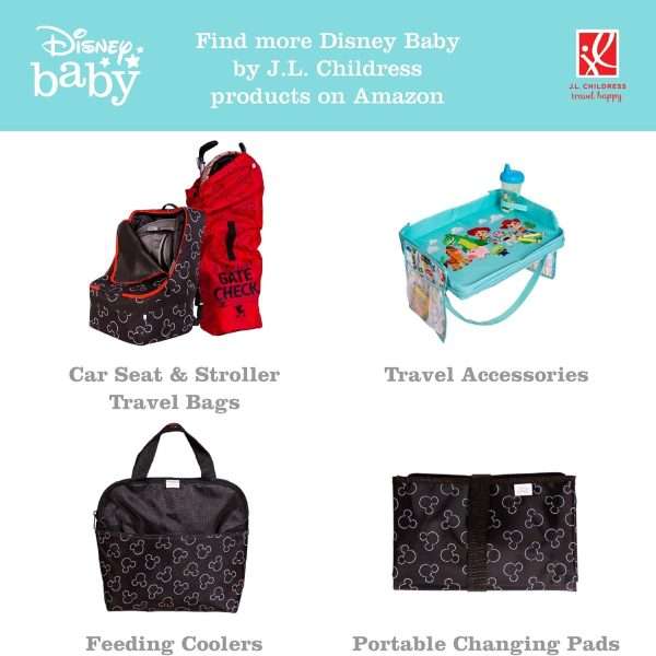 Disney Baby by J.L. Childress Stroller Organizer with Cup Holders and Mesh Storage Compartment - Disney World Travel Essential - Universal Stroller Accessory with XL Storage Bag - 6