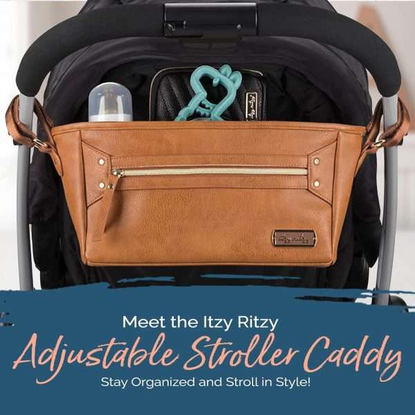 Itzy Ritzy Adjustable Stroller Caddy and Organizer Bag Featuring Front Zippered Pocket, 2 Built-in Interior Pockets & Adjustable Straps to Fit Nearly Any Stroller - 4