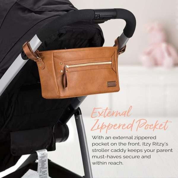 Itzy Ritzy Adjustable Stroller Caddy and Organizer Bag Featuring Front Zippered Pocket, 2 Built-in Interior Pockets & Adjustable Straps to Fit Nearly Any Stroller - 5