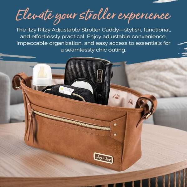 Itzy Ritzy Adjustable Stroller Caddy and Organizer Bag Featuring Front Zippered Pocket, 2 Built-in Interior Pockets & Adjustable Straps to Fit Nearly Any Stroller - 6