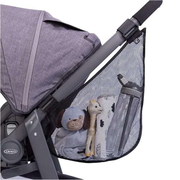 J.L. Childress Side Sling, Universal Fit Stroller Mesh Cargo Net and Organizer, Extra Stroller Storage Space, Non-Slip and Adjustable Straps, Black - 1