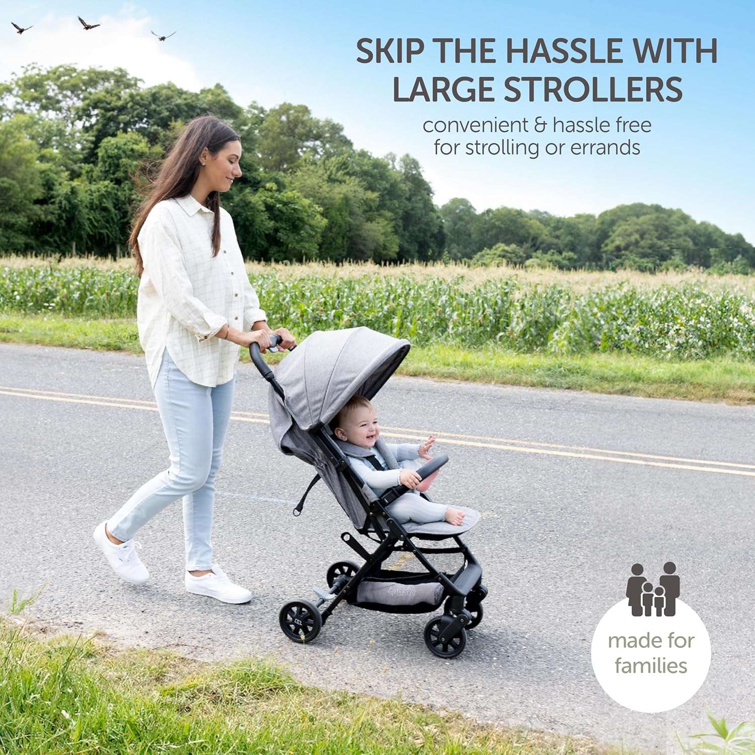 Lightweight Travel Stroller for Baby & Toddlers - Easy Fold & Compact Stroller with Canopy, Storage Basket, Multi-Position Recline & Convenient One-Hand Fold - 5