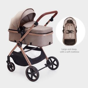 2 in 1 Baby Stroller, Newborn Infant Toddler Convertible Pram Stroller for 0-36 Months Old Babies (Beige) - 8