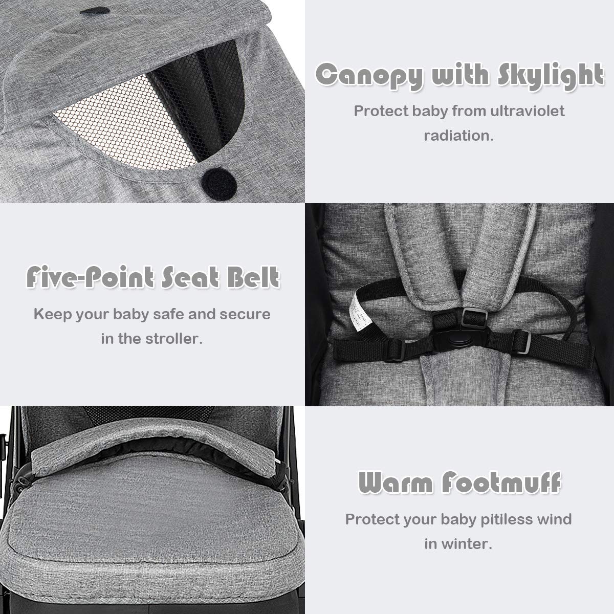 BABY JOY Baby Stroller, 2 in 1 Convertible Carriage Bassinet to Stroller, Pushchair with Foot Cover, Cup Holder, Large Storage Space, Wheels Suspension, 5-Point Harness - 4