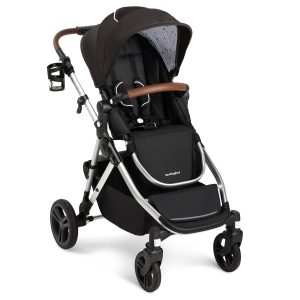 Mockingbird Single-to-Double Stroller 2.0 - Modular Full-Size Baby Stroller for 1, 2 or 3 Kids - Includes Cup Holder - Black - 1