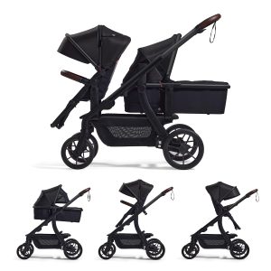 Momcozy ChangeGo Baby Stroller, Convertible Single-to-Double-to-Wagon Stroller with 23 Configurations, Bassinet, Seat Included, Large PU Wheels, All-Wheel Suspension ＆ Extendable UPF50+ Canopy - 1