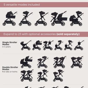 Momcozy ChangeGo Baby Stroller, Convertible Single-to-Double-to-Wagon Stroller with 23 Configurations, Bassinet, Seat Included, Large PU Wheels, All-Wheel Suspension ＆ Extendable UPF50+ Canopy - 2
