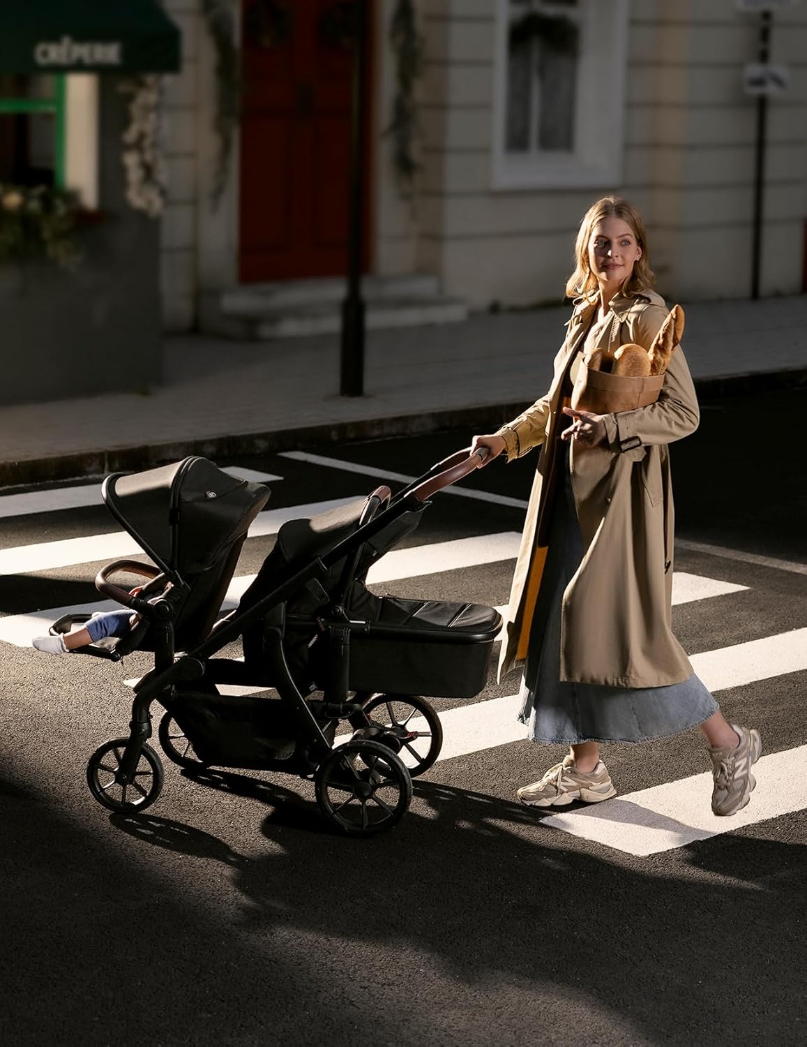 Momcozy ChangeGo Baby Stroller, Convertible Single-to-Double-to-Wagon Stroller with 23 Configurations, Bassinet, Seat Included, Large PU Wheels, All-Wheel Suspension ＆ Extendable UPF50+ Canopy - 3