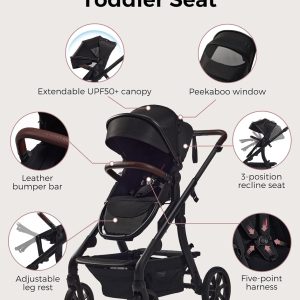 Momcozy ChangeGo Baby Stroller, Convertible Single-to-Double-to-Wagon Stroller with 23 Configurations, Bassinet, Seat Included, Large PU Wheels, All-Wheel Suspension ＆ Extendable UPF50+ Canopy - 4