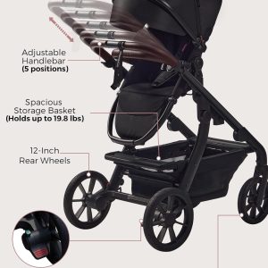 Momcozy ChangeGo Baby Stroller, Convertible Single-to-Double-to-Wagon Stroller with 23 Configurations, Bassinet, Seat Included, Large PU Wheels, All-Wheel Suspension ＆ Extendable UPF50+ Canopy - 6
