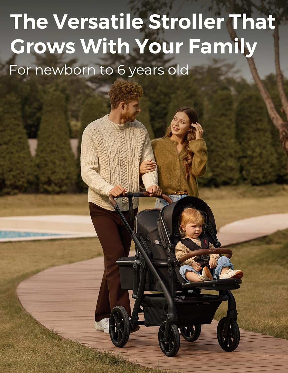 Momcozy ChangeGo Baby Stroller, Convertible Single-to-Double-to-Wagon Stroller with 23 Configurations, Bassinet, Seat Included, Large PU Wheels, All-Wheel Suspension ＆ Extendable UPF50+ Canopy - 8