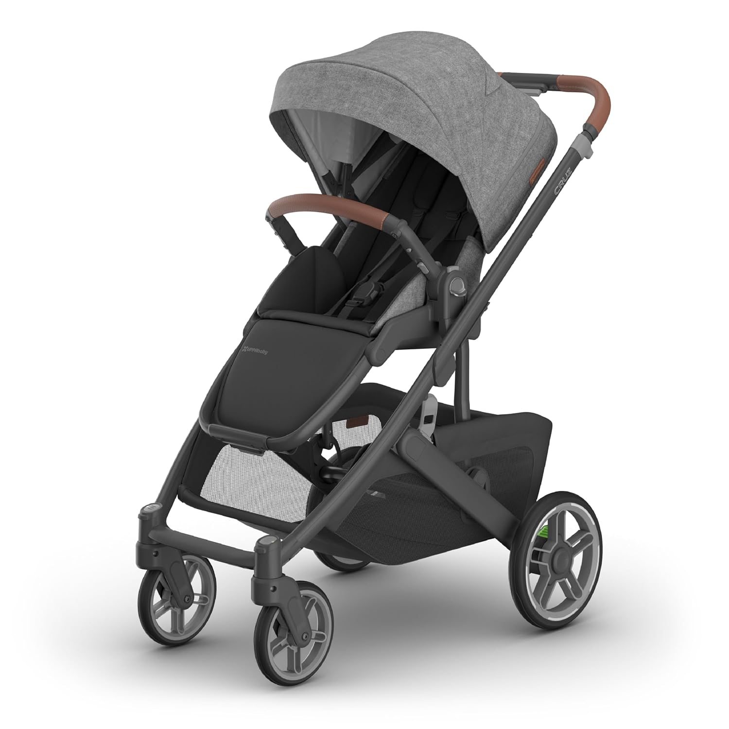 UPPAbaby Cruz V3 Stroller - from Birth + Car Seat Compatible - Full-Size, Reversible Seat - Infant Insert, Bug and Rain Shields Included - Greyson - 1