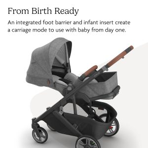 UPPAbaby Cruz V3 Stroller - from Birth + Car Seat Compatible - Full-Size, Reversible Seat - Infant Insert, Bug and Rain Shields Included - Greyson - 4