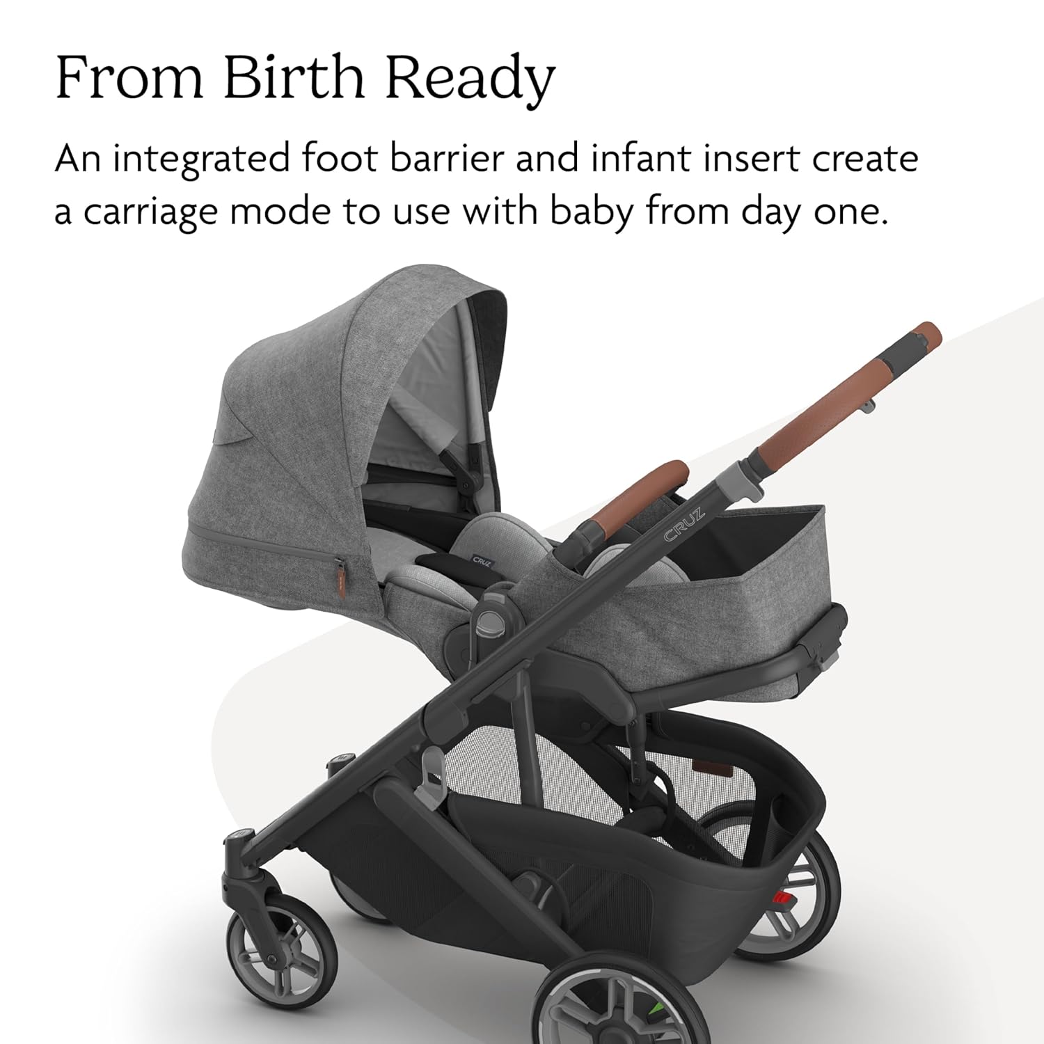 UPPAbaby Cruz V3 Stroller - from Birth + Car Seat Compatible - Full-Size, Reversible Seat - Infant Insert, Bug and Rain Shields Included - Greyson - 4