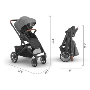 UPPAbaby Cruz V3 Stroller - from Birth + Car Seat Compatible - Full-Size, Reversible Seat - Infant Insert, Bug and Rain Shields Included - Greyson - 7