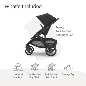 UPPAbaby Vista V3 Stroller - Full-Size Single-to-Double Stroller System - Toddler Seat, Bug Shield, Rain Shield, and Storage Bag Included - Jake - 2