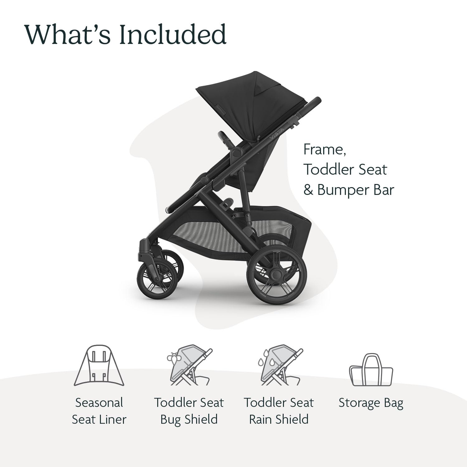 UPPAbaby Vista V3 Stroller - Full-Size Single-to-Double Stroller System - Toddler Seat, Bug Shield, Rain Shield, and Storage Bag Included - Jake - 2