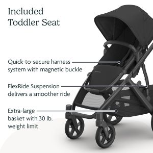 UPPAbaby Vista V3 Stroller - Full-Size Single-to-Double Stroller System - Toddler Seat, Bug Shield, Rain Shield, and Storage Bag Included - Jake - 4