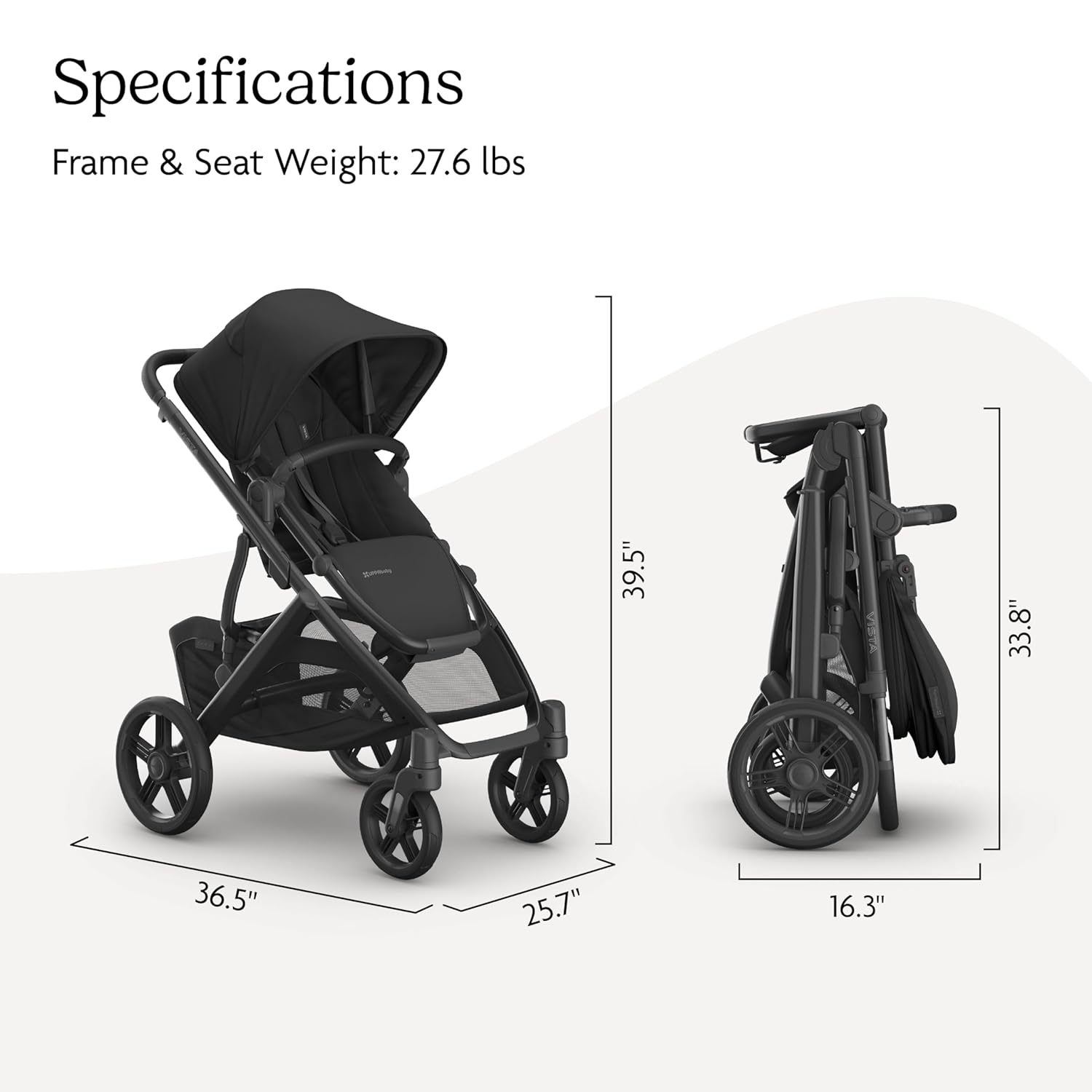 UPPAbaby Vista V3 Stroller - Full-Size Single-to-Double Stroller System - Toddler Seat, Bug Shield, Rain Shield, and Storage Bag Included - Jake - 7