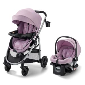 Graco Modes Pramette 3-in-1 Travel System, Car Seat Stroller Combo, Rear Facing Infant Car Seat, Infant Pramette to Toddler Stroller, Lilac Mod - 1