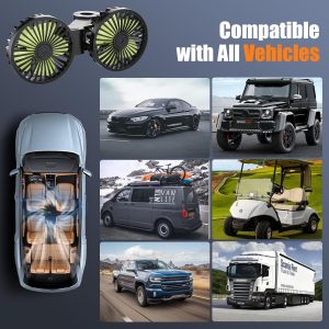USB Car Cooling Fans for Backseat- Dual Head Car Fan for Kids 3 Speeds 360° Rotatable Vehicle Rear Headrest Fans 5V-2A Powerful Electric Air Circulation Fan for Sedan SUV RV Truck - 8