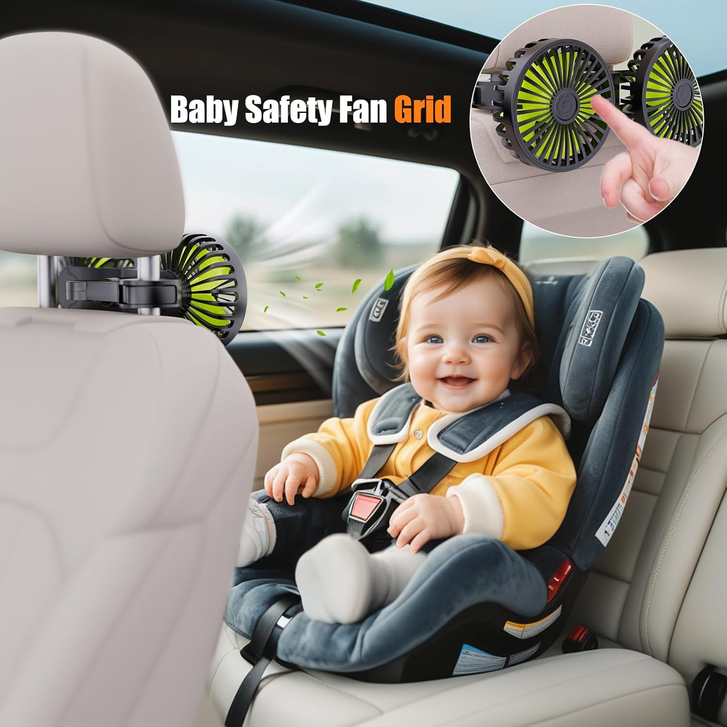 USB Car Cooling Fans for Backseat- Dual Head Car Fan for Kids 3 Speeds 360° Rotatable Vehicle Rear Headrest Fans 5V-2A Powerful Electric Air Circulation Fan for Sedan SUV RV Truck - 9
