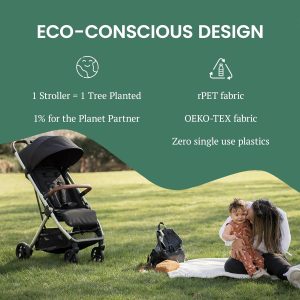 Bombi Bēbee V2 Lightweight Baby Stroller - Premium Vegan Leather, One-Hand Fold, Infinite Recline, Aircraft-Grade Aluminum Frame, XXL Canopy, and Ample Storage Umbrella Stroller - Hickory - 7