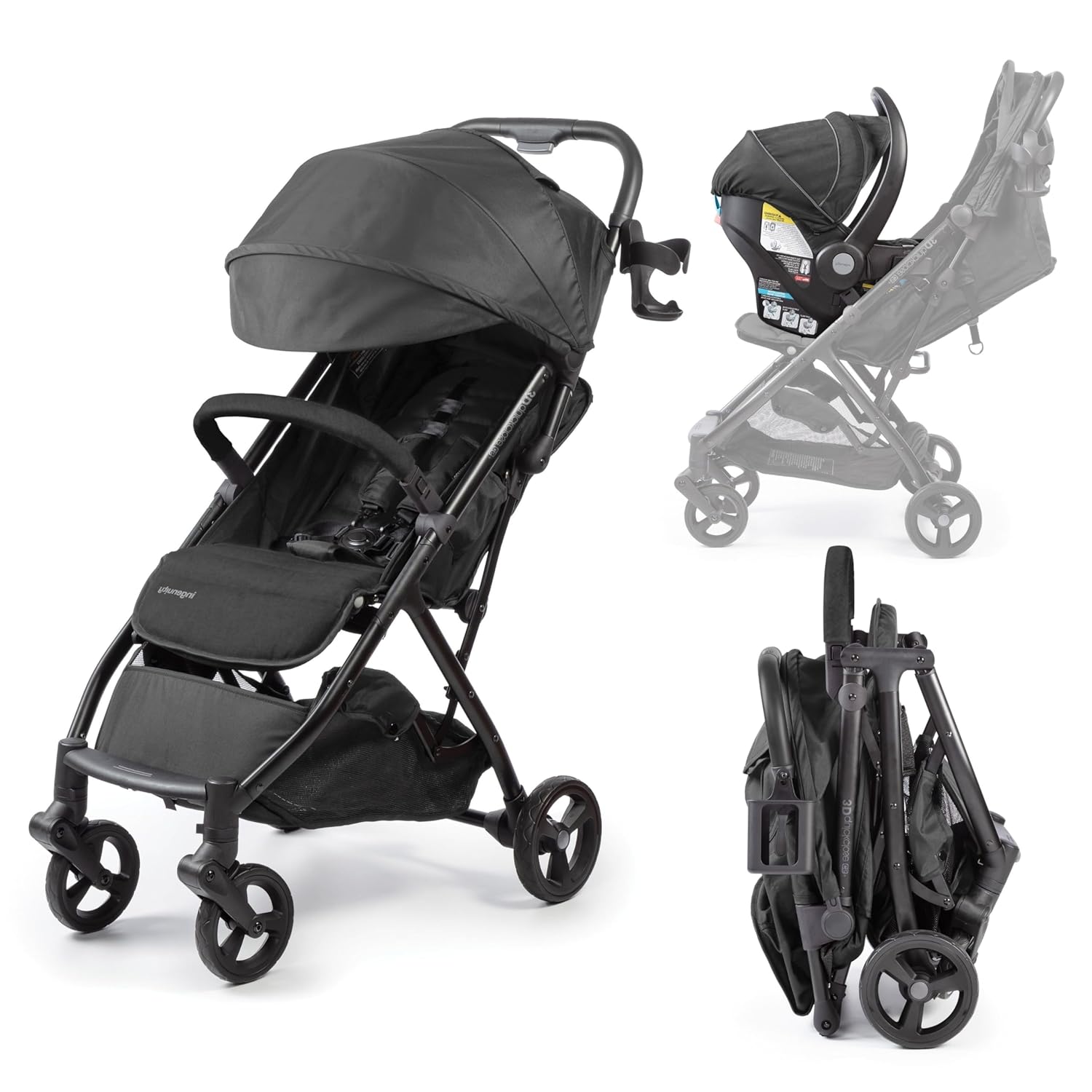 Ingenuity Ingenuity 3Dquickclose CS+ Compact Fold Stroller – Lightweight Stroller with Oversized Canopy, Extra-Large Storage and Compact Fold, Black - 1