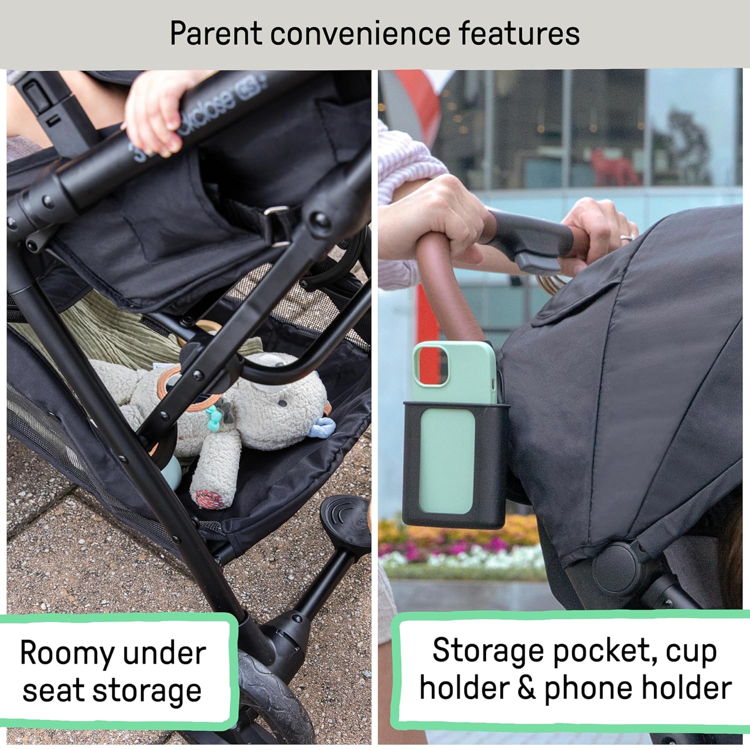 Ingenuity Ingenuity 3Dquickclose CS+ Compact Fold Stroller – Lightweight Stroller with Oversized Canopy, Extra-Large Storage and Compact Fold, Black - 3