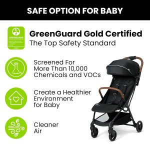 Jeep Altitude Compact Travel Stroller by Delta Children Greenguard Gold, Easy One Hand Fold, Lightweight, Extendable Canopy with Peek-a-Boo Window, Reclining Seat, 4 Wheel Suspension, Black - 6