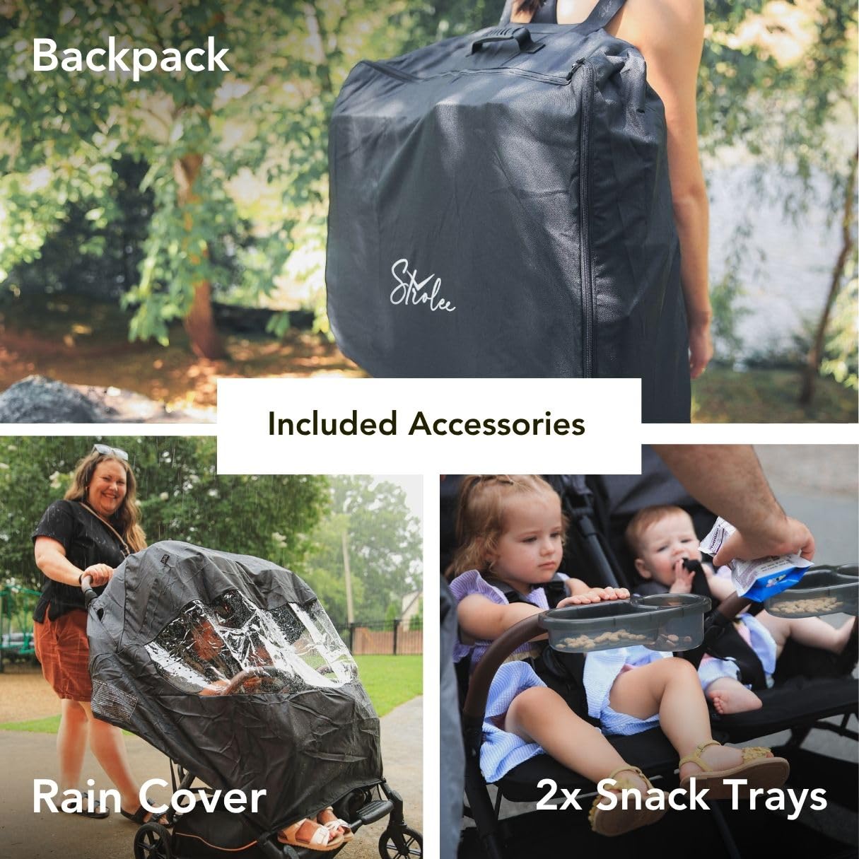 Strolee Lightweight Double Side by Side Stroller - 22 Lbs, 9.5 Compact Fold, Twin Nap Ready Seating, No Rethread Harness, Magnetic Buckle & Ultra Plush Seat 60Lb Max Per Seat- 2