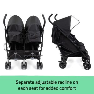Summer Infant 3Dlite Folding Lightweight Side by Side Double Stroller with 5-Point Safety Harness for Infants and Toddlers, Black - 7