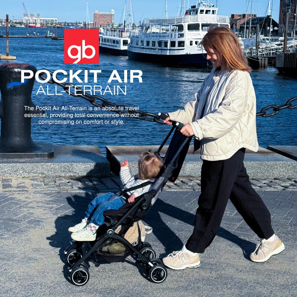 gb Pockit Air All Terrain Ultra Compact Lightweight Travel Stroller with Breathable Fabric in Night Blue, 28x17.5x39.8 Inch (Pack of 1) - 2