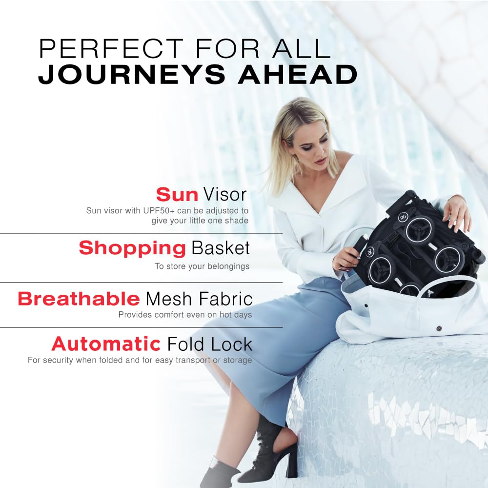 gb Pockit Air All Terrain Ultra Compact Lightweight Travel Stroller with Breathable Fabric in Night Blue, 28x17.5x39.8 Inch (Pack of 1) - 4
