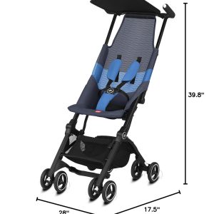 gb Pockit Air All Terrain Ultra Compact Lightweight Travel Stroller with Breathable Fabric in Night Blue, 28x17.5x39.8 Inch (Pack of 1) - 6