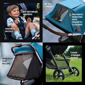 Baby Jogger City Mini GT3 All Terrain Stroller with Forever Air Rubber Tires and All Wheel Suspension with Magnetic Buckle and No-Rethread Harness, Height-Adjustable Handlebar, and Foot Brake - 6