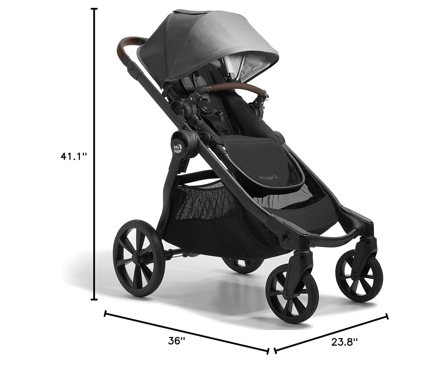 Baby Jogger City Select 2 Single-to-Double Modular Stroller Eco Collection Harbor & Tencel Grey - 7