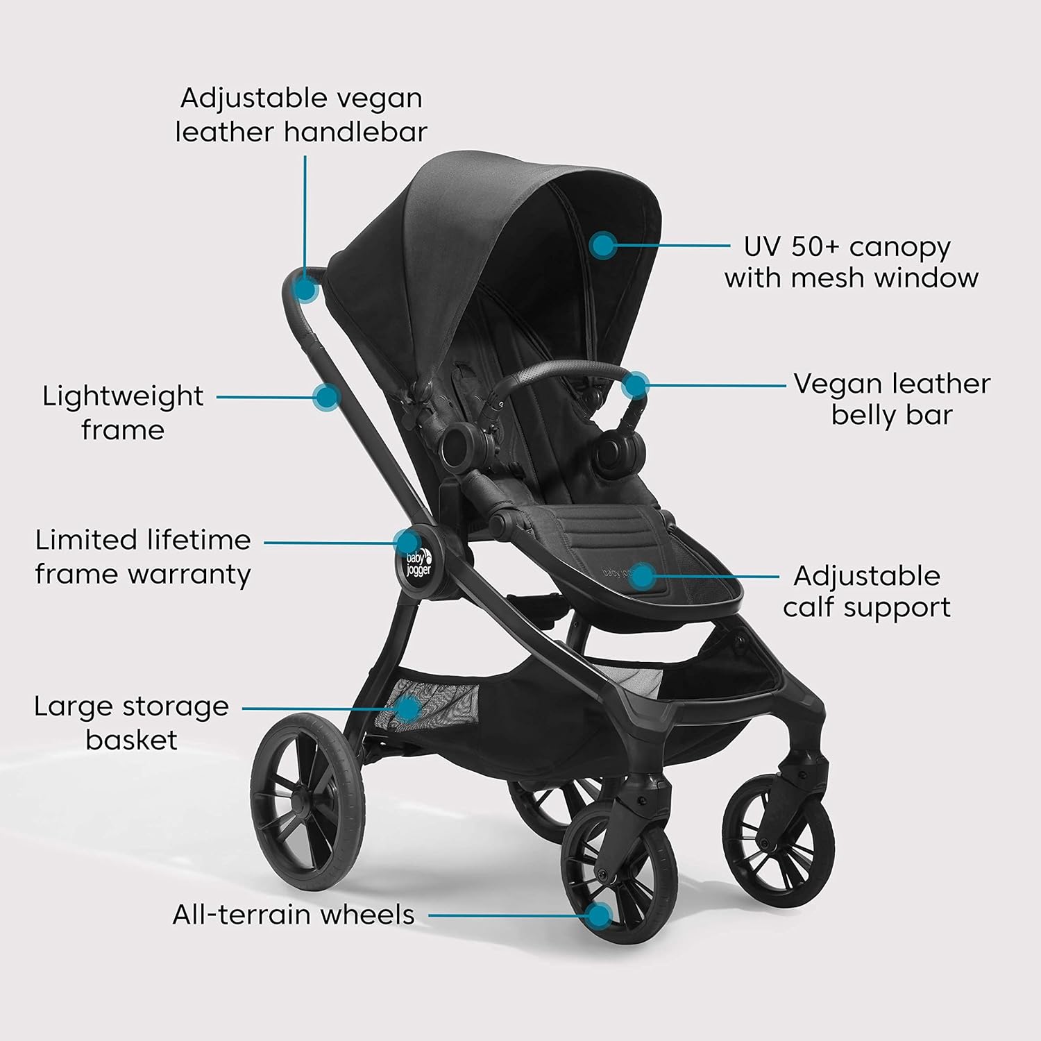 Baby Jogger City Sights Stroller - Convertible Stroller with Compact Fold Rich Black - 6