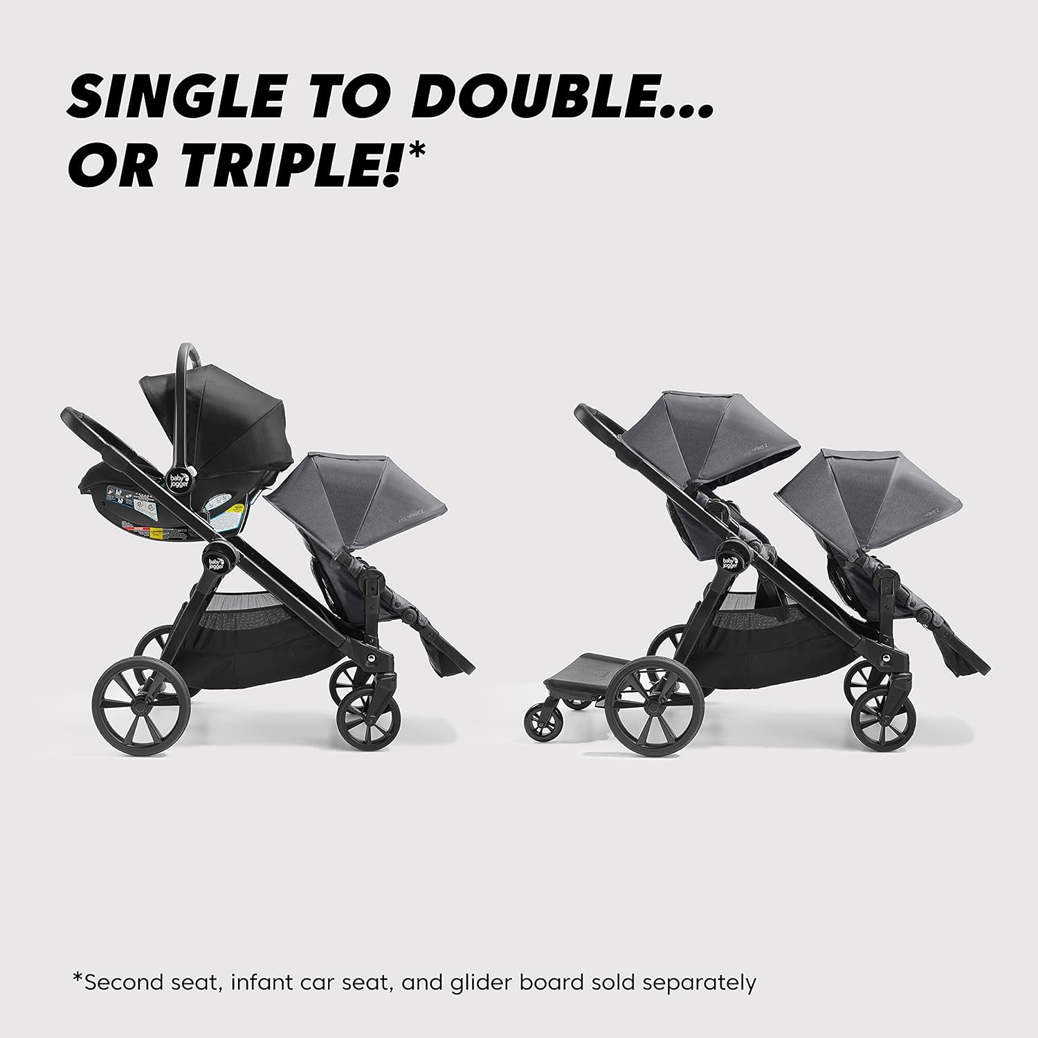 Baby Jogger® City Select® 2 Single-to-Double Modular Stroller, Flint Sage - 3